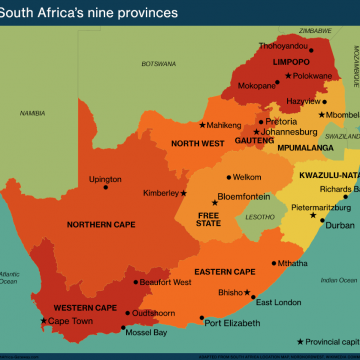 Map Of South Africa S Nine Provinces South Africa Gateway