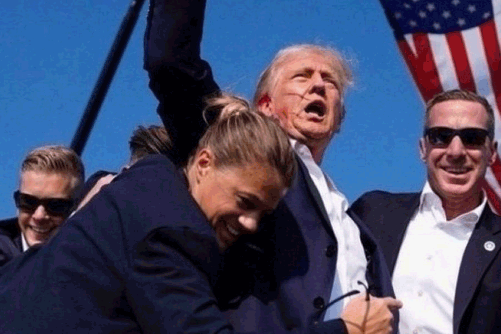 Altered photo of US secret service agents after attempted assassination of Donald Trump.