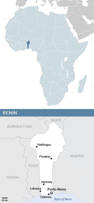 Map of Benin and Africa