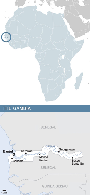 Map of The Gambia and Africa