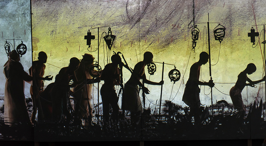 A still from More Sweetly Play the Dance, a large-scale 14-minute video projection by acclaimed South African artist William Kentridge, at the Zeitz Mocca museum of contemporary African art in Cape Town. (Hans Olofsson, CC BY-NC-ND 2.0)