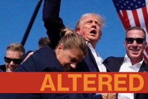 An iconic photo of secret service agents pulling Donald Trump to safety has been doctored. In the original, the agents weren’t smiling.