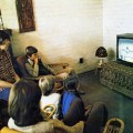 White South Africans watching a test broadcast in May 1975. When
